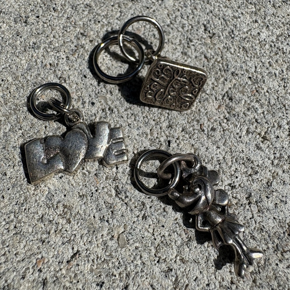 925 Sterling Silver Charm Lot Retro Dainty Minnie Mouse Love I Love You 3pc
